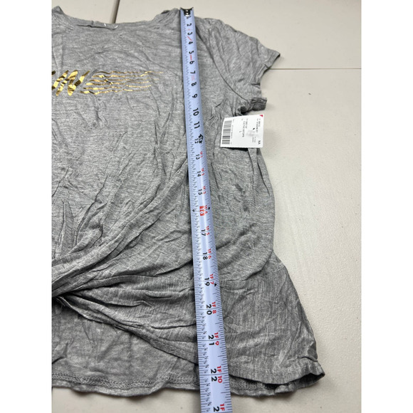 Nel + Lo Women Large Gray Run Crop Active Short Sleeve T Shirt Gym Tee Top - Picture 3 of 6